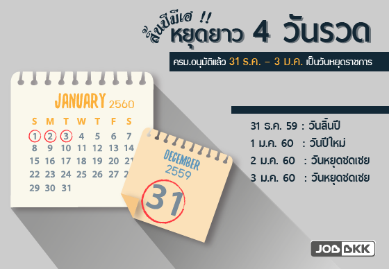 หางาน,สมัครงาน,งาน,สิ้นปีมีเฮ!! ปีใหม่นี้ หยุดยาว 4 วันรวด